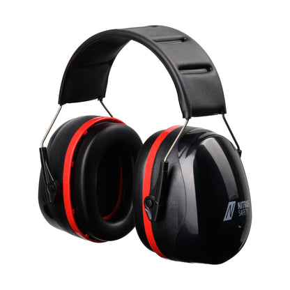 NITRAS MUTE DEFENDER PRO, Kapselgehörschutz, schwarz / rot, EN 352-1 Kunststoff | Packung (1 Stück)