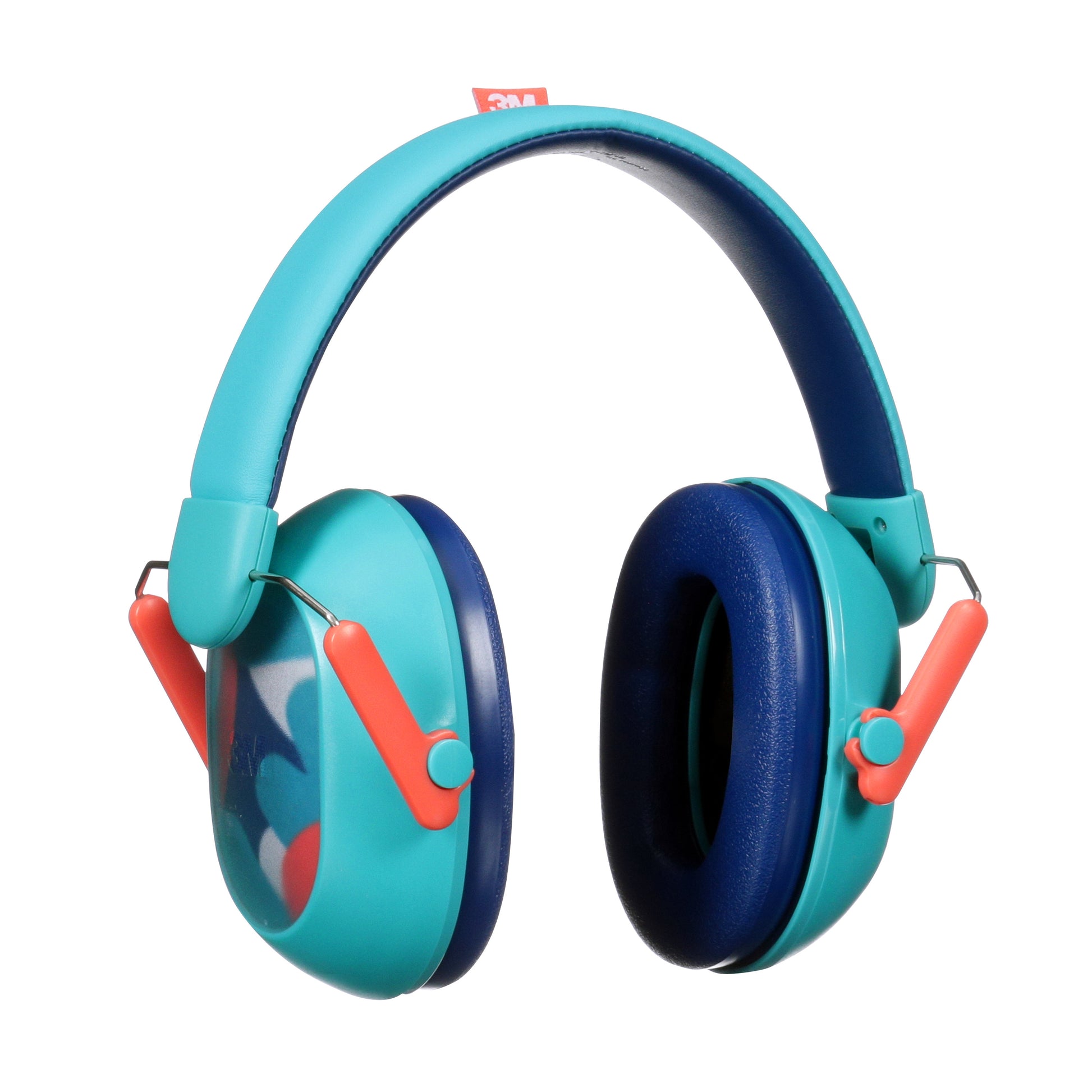 Der 3M™ Gehörschutz für Kinder PKIDSP-TEAL-E von 3M Deutschland GmbH ist ein tealfarbener Über-Ohr-Gehörschutz (87-98 dB) mit orangefarbenen Akzenten, gepolsterten Ohrpolstern und einem verstellbaren Kopfband. Die Packung enthält 1 Stück.