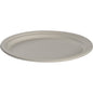 Une assiette ovale blanche en bagasse (20 x 26 cm) de Abena Re-Seller GmbH, photographiée sur fond blanc. Cette assiette écologique est vendue en paquet de 50 pièces et est idéale pour les événements soucieux de l'environnement.