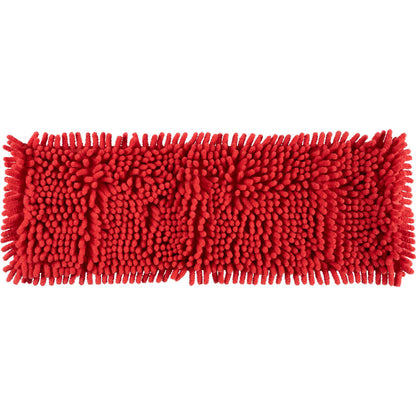 Le balai microfibre ENA Chenille de Abena Re-Seller GmbH est un balai rectangulaire rouge avec des brins en microfibre en forme de nouilles denses pour un nettoyage efficace sur fond blanc.