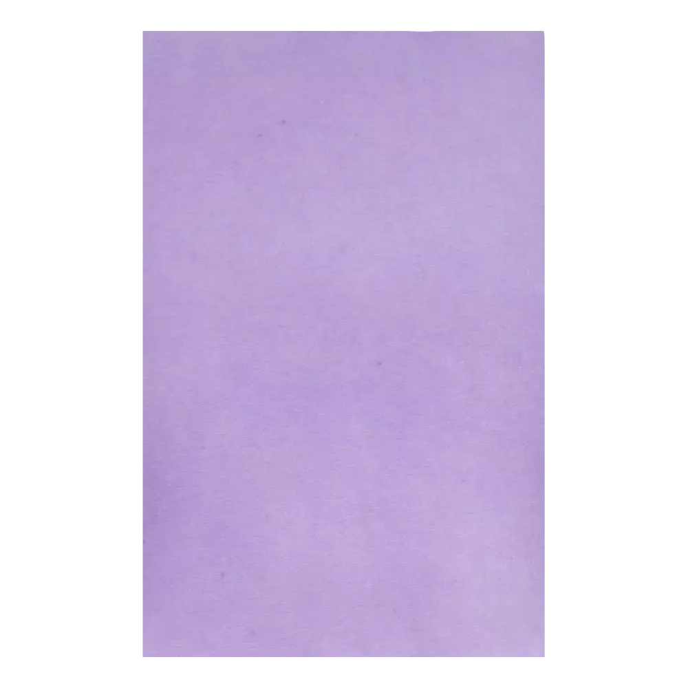 Une simple feuille de papier filtre pour plateau de couverture crêpe dentaire AMPri en violet avec une texture lisse qui rappelle du papier de haute qualité. Ce produit de AMPri Handelsgesellschaft mbH présente une teinte violette uniforme et impeccable, renforcée par son fond neutre, soulignant sa simplicité.