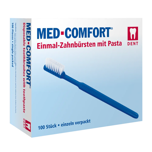 AMPRI Med-Confort Dental PS Une fois brosse à dents avec dentifrice, différentes couleurs | Boîte (100 pièces)