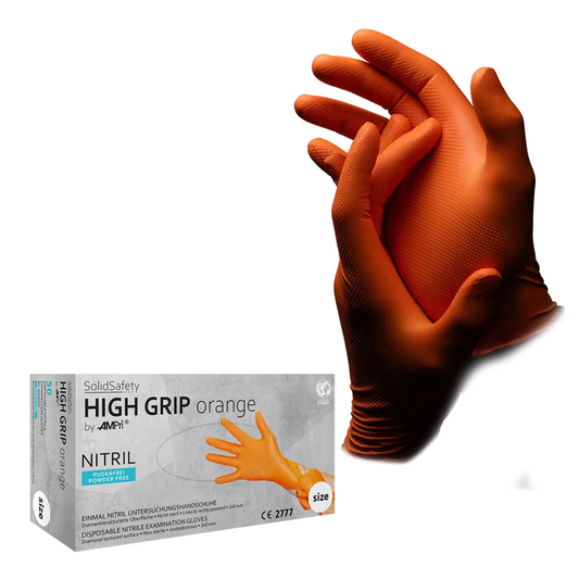 AMPRI Solidsafetyafety High Grip Orange Nitril Nitril Protection chimique Gants S - xxl