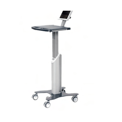 Le chariot de visite Novocal Ipad avec un support d'écran pour tablettes (10-12 pouces) offre un plateau plat, une colonne réglable en hauteur et quatre roulettes - idéal pour une utilisation flexible dans la routine clinique.