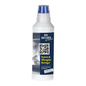 Une bouteille blanche DR.BECHER @home Nettoyant pour vitres de cheminée & poêle | Bouteille (500 ml) de Dr. Becher GmbH avec une étiquette bleue et un code QR. L'étiquette montre une image de cheminée et un texte allemand décrivant ce puissant nettoyant pour cheminée pour lutter contre les incrustations brûlées.