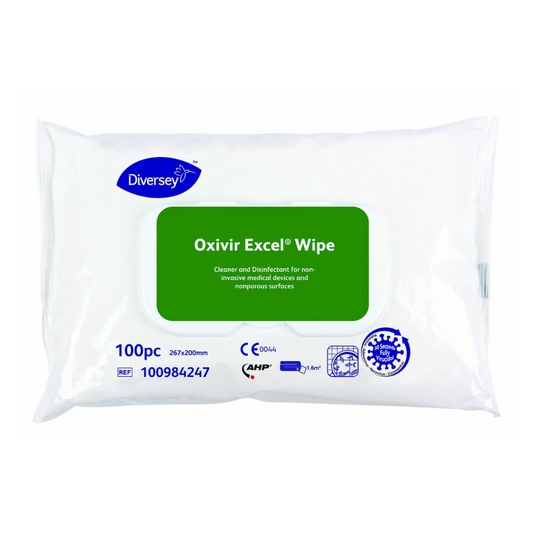 Diversey oxivir® Excel essuyer les serviettes de désinfection avec un large éventail d'effets | Emballage (100 serviettes)