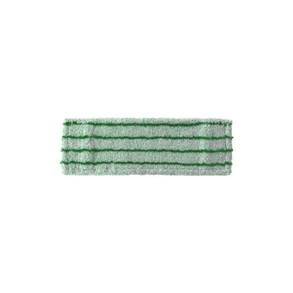 Le Arcora RUNNER GREEN DB - FC AVEC COUVERTURE d'Arcora International GmbH est un tampon de vadrouille en microfibre vert et blanc rectangulaire avec des bandes horizontales vert foncé, photographié sur un fond blanc uni.