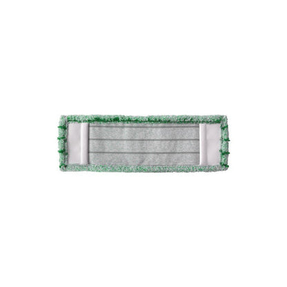 Le rectangle Arcora RUNNER GREEN - FC SANS COUVERTURE de Arcora International GmbH a un centre gris et des bords en microfibre verte, visibles d'en haut sur un fond blanc - idéal comme nettoyant écologique pour sols.