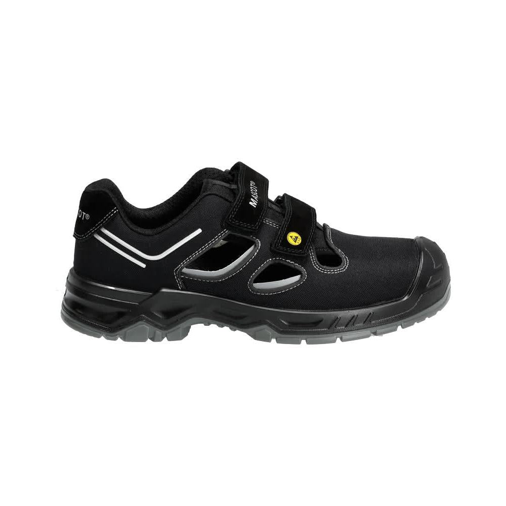 Sandales de sécurité S1P, sandales de sécurité Velcro chaussures de sécurité S1P, noir/argent