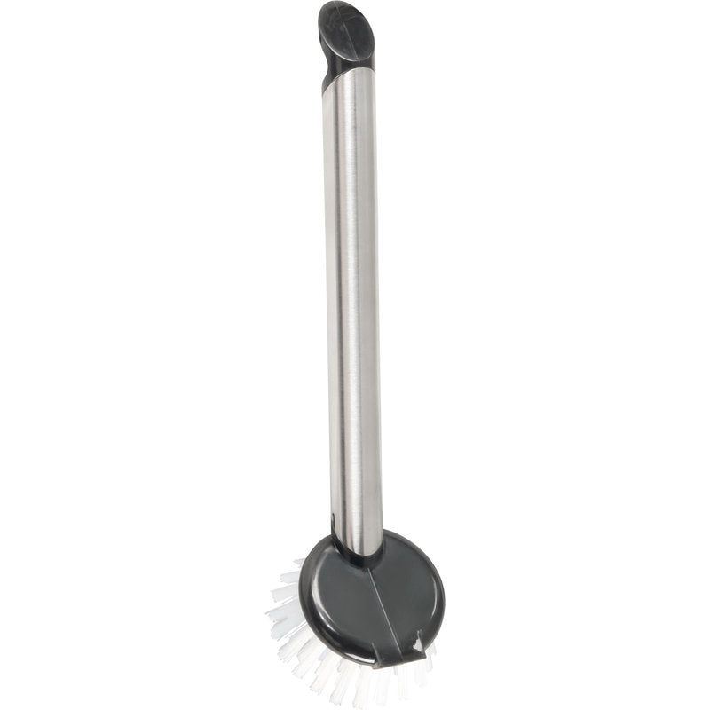 La BROSSE RONDE Haug Bürsten KG dispose d'une brosse en PBT transparente avec des poils de 0,35 mm d'épaisseur, de dureté moyenne, et un corps en acier inoxydable durable, combinant un nettoyage efficace avec un design moderne.