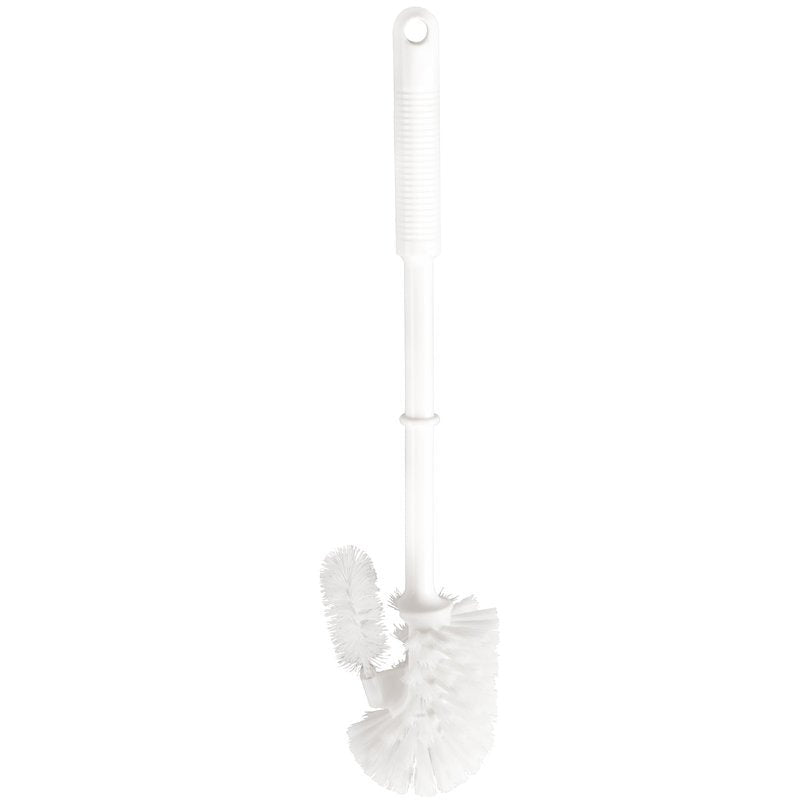 La Haug Bürsten KG WC-BROSSE DE NETTOYAGE DES BORDS, grande, en polypropylène blanc (Ø0,35mm; 400xØ80mm), possède une poignée structurée et une petite brosse de nettoyage des bords supplémentaire pour un nettoyage en profondeur.