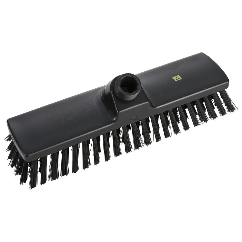 Der Haug Bürsten KG ESD BESEN verfügt über mittelgroße, 0,50 mm starke schwarze Nylon 6.0-Borsten und einen Sockel auf einem robusten Kunststoffsockel (300 x 70 x 40 mm), ideal für die Reinigung empfindlicher Elektronik.