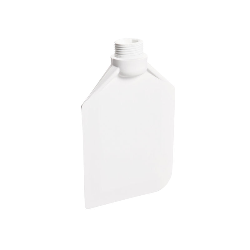 Les RÜHRLÖFFEL de {{043n0110cb1752524b4bfc326295e1a5}} KG est une bouteille en plastique PP blanche, plate, rectangulaire (190x120x40mm) avec un bouchon à vis et un coin arrondi, représentée sur un fond blanc simple.