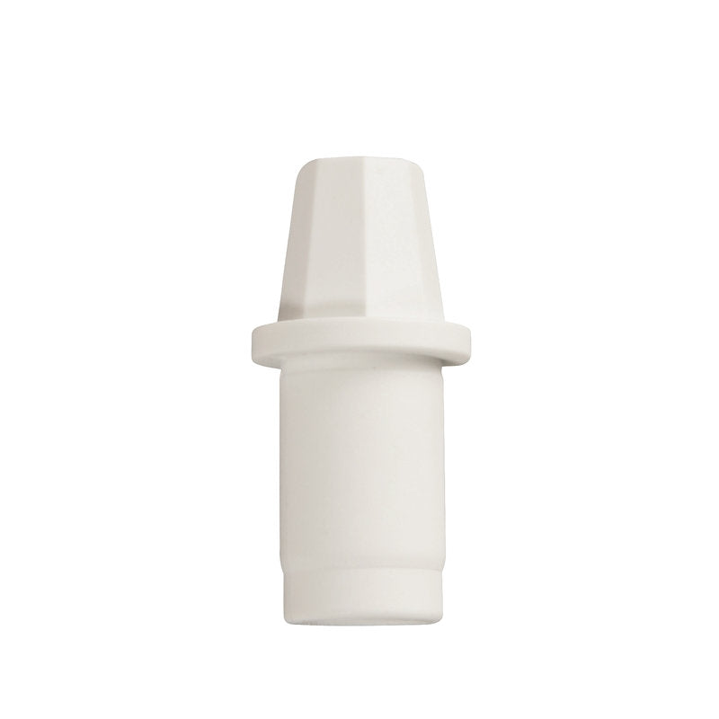 Le KONUS POUR EXTÉRIEUR-ø 25MM, BLANC 61Xø 30MM de Haug Bürsten KG est une fiche en plastique blanc avec une base cylindrique, une partie supérieure hexagonale et une bague collet, représentée sur un fond blanc.