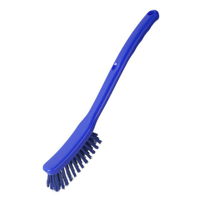 La Haug Bürsten KG BROSSE UNIVERSELLE, ÉTROITE (ø 0,35mm, 295x25x23mm) dispose d'un manche bleu avec des poils rigides pour un nettoyage efficace, représentée sur un fond blanc.