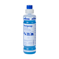 Eine 1-Liter-Kunststoffflasche Kiehl Veriprop Ultranetzender Reiniger der Johannes Kiehl KG mit blauem Verschluss und Etikett mit Produktinformationen, Anweisungen und Symbolen für verschiedene Reinigungsanwendungen.