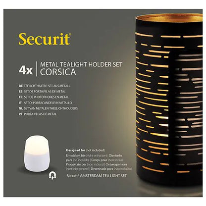 Papstar Securit® Kerzenhalter Ø 8 cm · 15 cm schwarz/gold