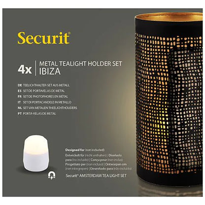 Papstar Securit® Kerzenhalter Ø 8 cm · 15 cm schwarz/gold