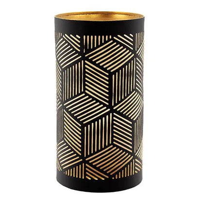 Papstar Securit® Kerzenhalter Ø 8 cm · 15 cm schwarz/gold