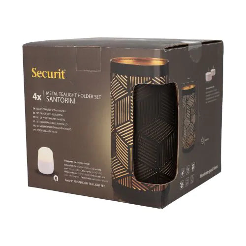Papstar Securit® Kerzenhalter Ø 8 cm · 15 cm schwarz/gold