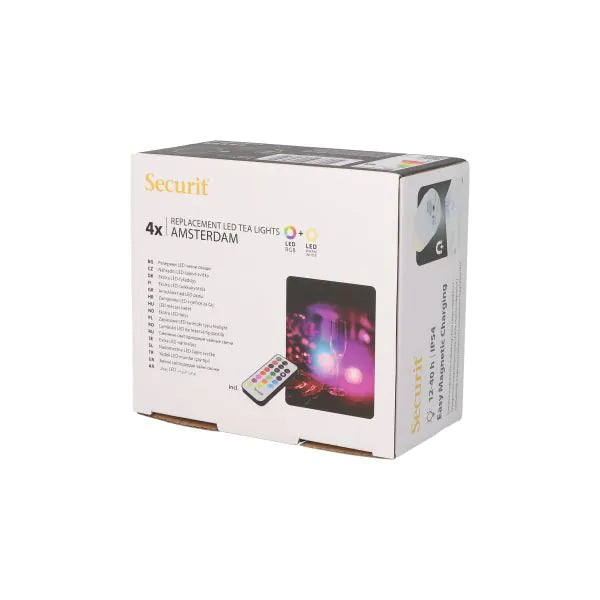 Papstar Securit® 4 LED-Teelichter Nachfüllpack Ø 4 cm · 5 cm "Amsterdam" Leuchtdauer 12-40h