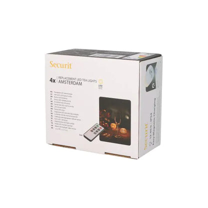 Papstar Securit® 4 LED-Teelichter Nachfüllpack Ø 4 cm · 5 cm "Amsterdam" Leuchtdauer 12-40h