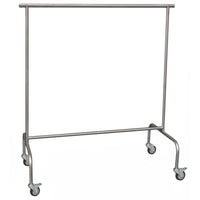 Le chariot de rangement Novocal en acier inoxydable est équipé de 4 roulettes pivotantes à roulement souple (Ø 75 mm, dont 2 avec frein) et est idéal pour les besoins des blanchisseries professionnelles. Conditionnement : 1 pièce. Présenté vide sur fond blanc.