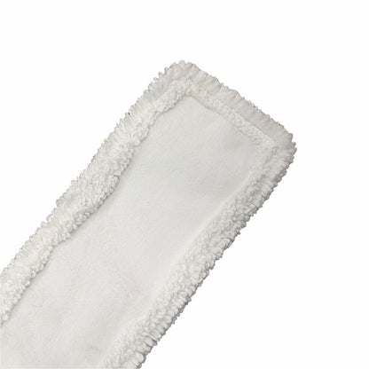 Le Arcora Micro Easy Db-Fc Mopp Weiss Mit Deckblatt de Arcora International GmbH est un coussin en microfibre blanc rectangulaire avec un bord doux et texturé et un centre lisse, présenté sur un fond blanc uni.