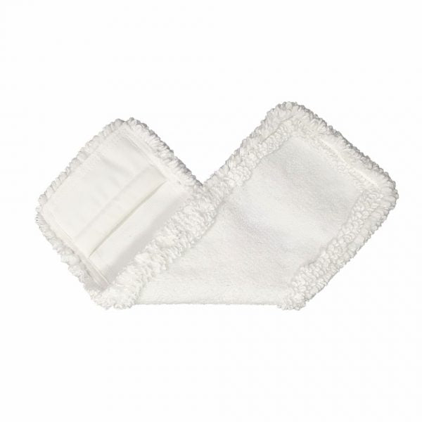 Un Arcora Micro Easy Db-Fc Mopp Weiss Mit Deckblatt blanc rectangulaire de Arcora International GmbH avec des bords texturés et un centre lisse est montré à plat sur un fond blanc.