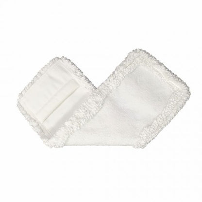 Un Arcora Micro Easy Db-Fc Mopp Weiss Mit Deckblatt blanc rectangulaire de Arcora International GmbH avec des bords texturés et un centre lisse est montré à plat sur un fond blanc.