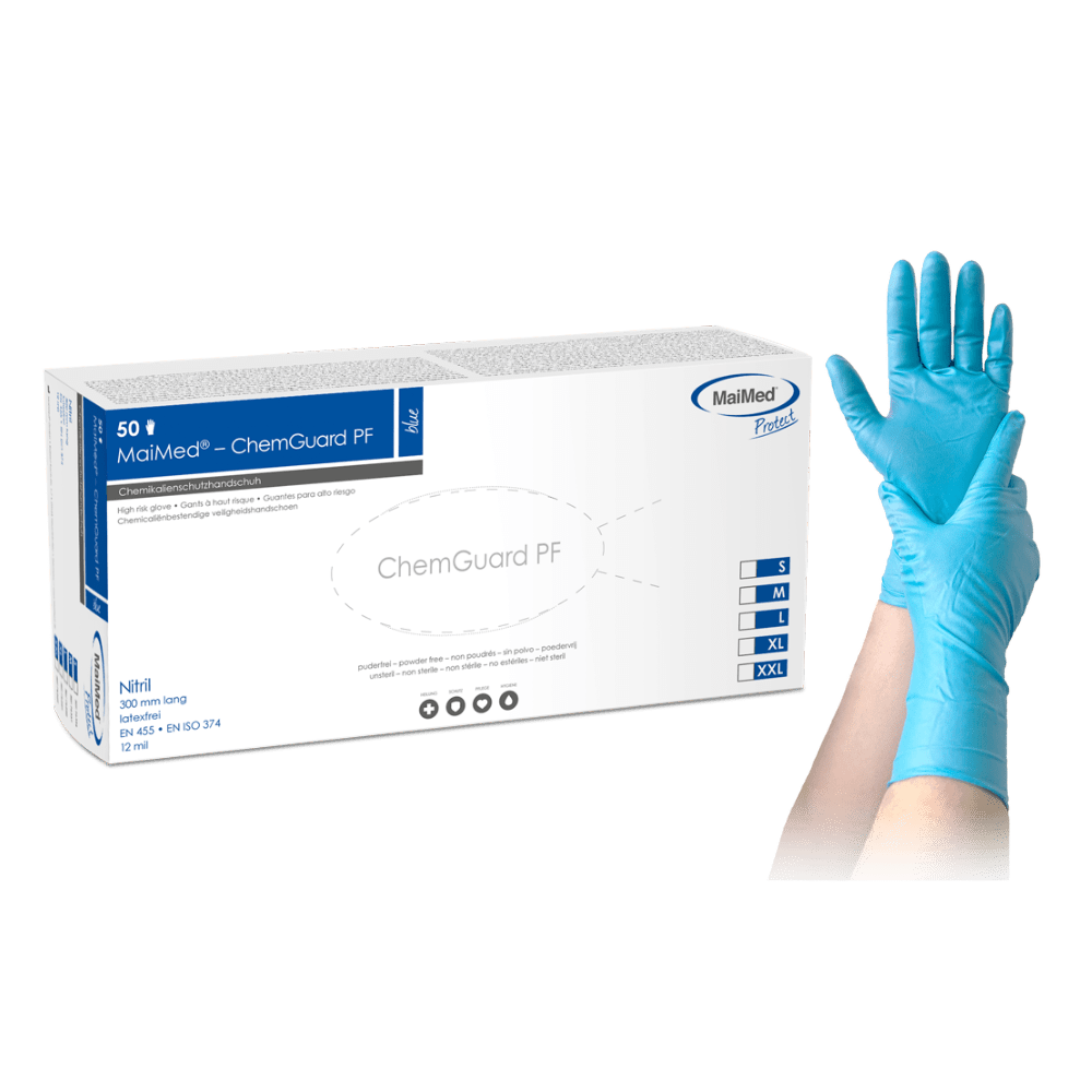 MaiMed-ChemGuard, unsteril, puderfrei Nitril-Vollschutz-Handschuh, 50St/Box