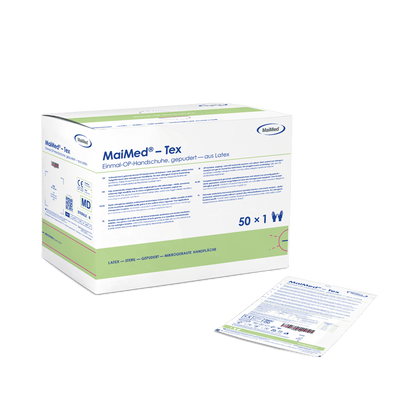 Gants chirurgicaux en latex stériles et légèrement poudrés MaiMed-Tex 50 paires/boîte