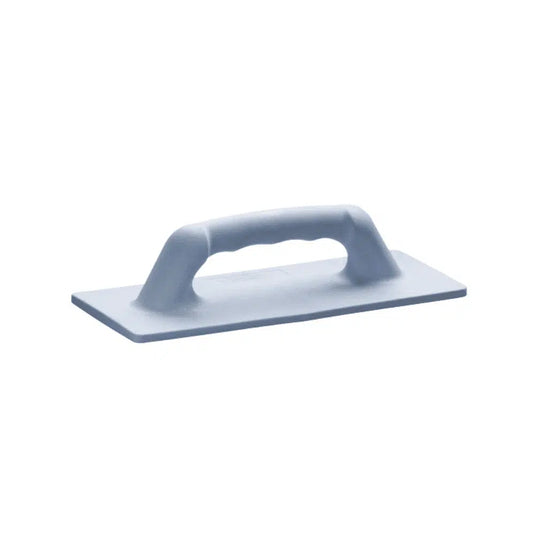Le porte-tampon Vileda – Padboy et Padmaster de Vileda GmbH – est un outil de frottage gris doté d'une base rectangulaire et plate ainsi que d'une poignée arrondie sur le dessus, idéal pour lisser les surfaces lors de travaux de construction et de finition. Son isolation sur un fond blanc sobre met en valeur sa fonction en tant qu'élément du matériel de nettoyage.