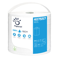 Eine Rolle Papernet Industriepapier-Rolle 407557 von Sofidel Germany GmbH zeichnet sich durch die „Dry Tech Technologie“ auf der Verpackung aus. Sie ist mit Recyclingsymbolen versehen und enthält 400 Blatt, was für Effizienz und Nachhaltigkeit sorgt. Die weiße Rolle misst 380 cm x 51,0 cm x 25,0 cm und ist damit eine ideale Wahl für den industriellen Einsatz.