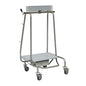 Ein stabiler Novocal Gerätewagen aus Metall mit vier Rollen, einer flachen unteren Ablage, einer oberen Stange und seitlichen Haken - ideal zur Kombination mit dem Novocal Abfallsammler "Genius Plus" Rahmen Edelstahl (Packung 1 Stück).