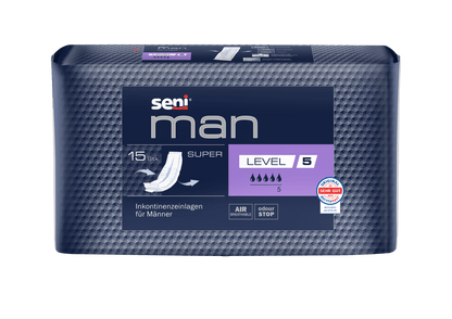 Protections urinaires Seni Man Super Level 5 | Paquet (15 pièces)