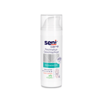 Die Seni Care Reichhaltige Gesichtspflege von TZMO Deutschland GmbH ist eine 50 ml Gesichtscreme, die ideal für empfindliche Haut ist, angereichert mit Sheabutter und den Vitaminen E, C, B3, B5, B6 für zusätzliche Feuchtigkeit. Die vegane Formel wird in einer weißen Flasche mit blaugrünen und violetten Akzenten geliefert.