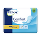 L'image montre un paquet de protections pour incontinence TENA Comfort Mini Extra dans un emballage bleu avec le texte « TENA » et « Comfort Mini ». Elle met en avant le noyau absorbant Dry Fast Core pour une absorption améliorée, ainsi que des symboles indiquant qu'il a été testé dermatologiquement et conçu pour un contrôle efficace des odeurs. Le produit est de TENA par Essity Germany GmbH et est livré dans un paquet de 30 pièces.