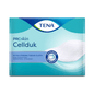 Abgebildet ist die Verpackung des TENA ProSkin Cellduk Trockentuchs 25 x 26 cm in den Farben Blau und Grün. Sie zeigt den Produktnamen und die Beschreibung: „Extra starkes Tissue-Tuch für die tägliche Körperhygiene mit erhöhter Nassfestigkeit.“ Außerdem ist eine Abbildung eines weißen Tuchs enthalten.