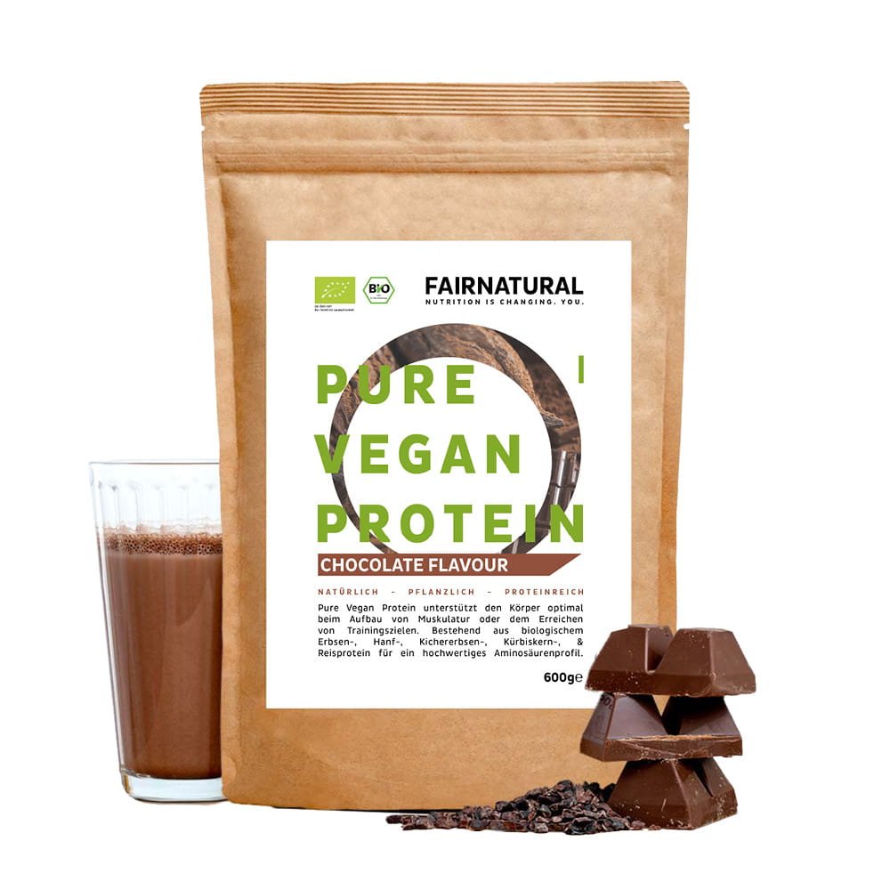 Protéines végétales en poudre bio, saveur chocolat, sans soja