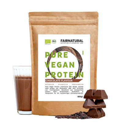 Protéines végétales en poudre bio, saveur chocolat, sans soja