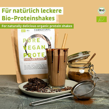 Protéines végétales en poudre bio, saveur chocolat, sans soja