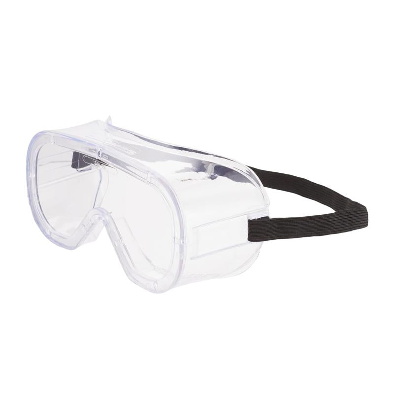 Les lunettes de protection 3M™ Classic 4800 de 3M Deutschland GmbH sont illustrées sur un fond blanc simple ; elles disposent d'une visière claire tout autour, d'un bandeau élastique noir et d'un design ventilé indirectement pour une protection oculaire et un confort améliorés.