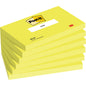 Abgebildet ist ein Stapel von sechs gelben Post-it® Notizzetteln (76 mm x 127 mm, 100 Blatt/Block, 100% PEFC) der 3M Deutschland GmbH, jeweils mit dem Post-it-Logo auf der Oberseite und der Beschriftung "Notizen" auf dem Block.
