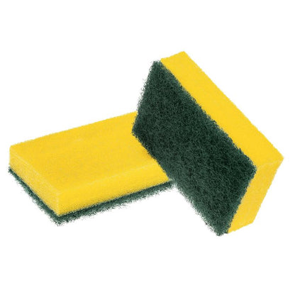 Six éponges de nettoyage Scotch-Brite® Classic XXL de 3M Deutschland GmbH, chacune avec une base en mousse jaune et une éponge à récurer verte - idéales pour les tâches de nettoyage rugueuses et douces dans chaque maison. Le paquet contient 6 pièces.