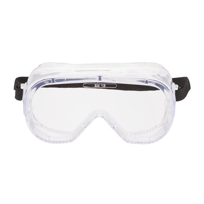Les lunettes de protection 3M™ Classic 4800 de 3M Deutschland GmbH se distinguent par une visière transparente, une ventilation indirecte et un bandeau en caoutchouc noir réglable sur fond blanc.