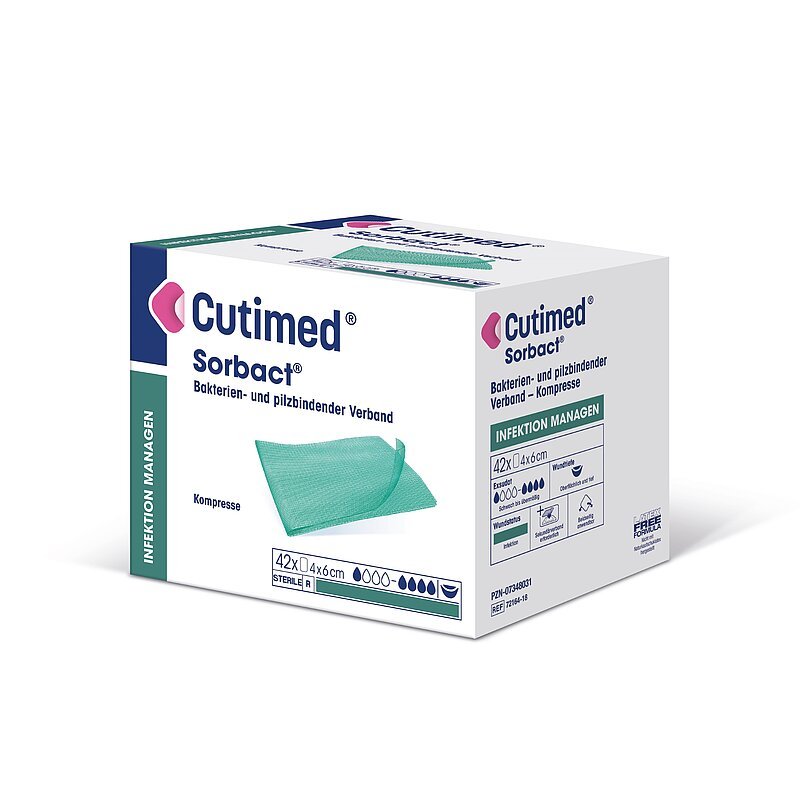Cutimed Sorbact, compresse, pansement antimicrobien, stérile