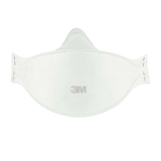 Die 3M™ Aura™ Komfort-Partikelmaske 9320+ FFP2, ohne Ventil, von 3M Deutschland GmbH ist auf weißem Hintergrund zu sehen. Die flache, konturierte Maske zeigt das 3M-Logo in der Mitte. Verpackung: 1 Stück (auch als 3er Pack erhältlich).