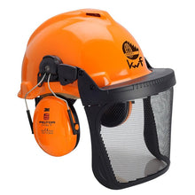 Combinaison forestière 3M™, casque de sécurité G3000 en orange, cache-oreilles H31, monture FH1 et visière en maille 5C, KWF, G3000MOR31FH15C FPA | Paquet (1 pièce)