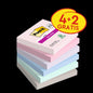 Post-it® Super Sticky Notes, Soulful Collection, 76 mm x 76 mm, Promotion, 90 Blatt/Block, 4 Blöcke + 2 Gratis/Packung, 100% PEFC, SGSCH-PEFC-COC-110078 | Packung (6 Stück)